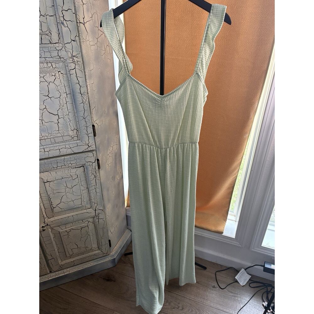 Caution to The Wind Women's Striped Jumpsuit Size M Wide Leg Ruffle Sleeve Soft - Picture 2 of 5
